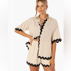 Petal & Pup Wilson Rickrack trim cotton collar shirt top